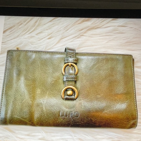 Lupo Barcelona Olive Green Leather Wallet - Picture 1 of 5